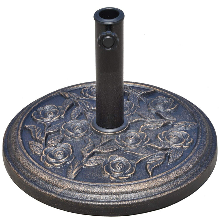 18" Round Decorative Resin Rose Floral Umbrella Pole Holder with Elegant