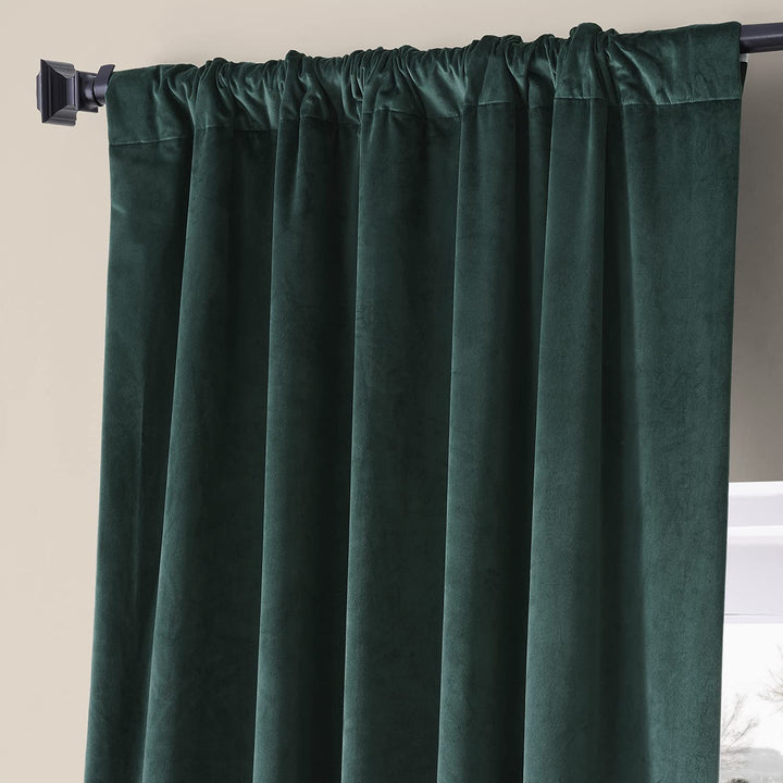 Exclusive Fabrics Signature Plush Velvet Hotel Blackout Curtains (1 Panel) - Luxury Soft Drapery for Light Control & Elegance