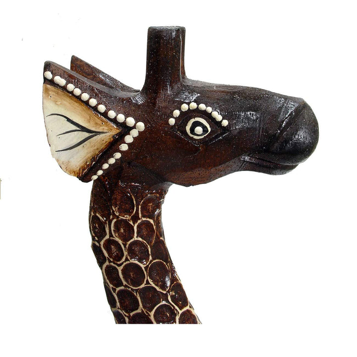 Handmade Textured Wood Giraffe Statue (Indonesia) Multi Color