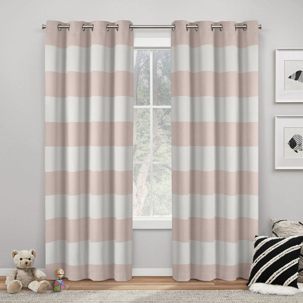 Exclusive Home Rugby Sateen Room Darkening Blackout Grommet Top Curtain nel 52x96 - Blush