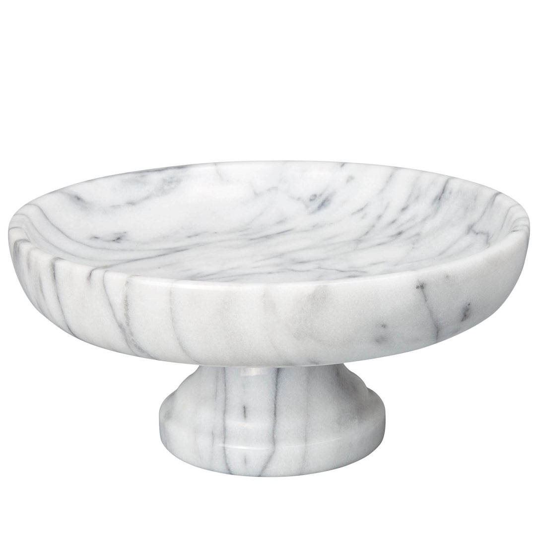 White Marble Fruit Bowl On Pedestal 1 Piece