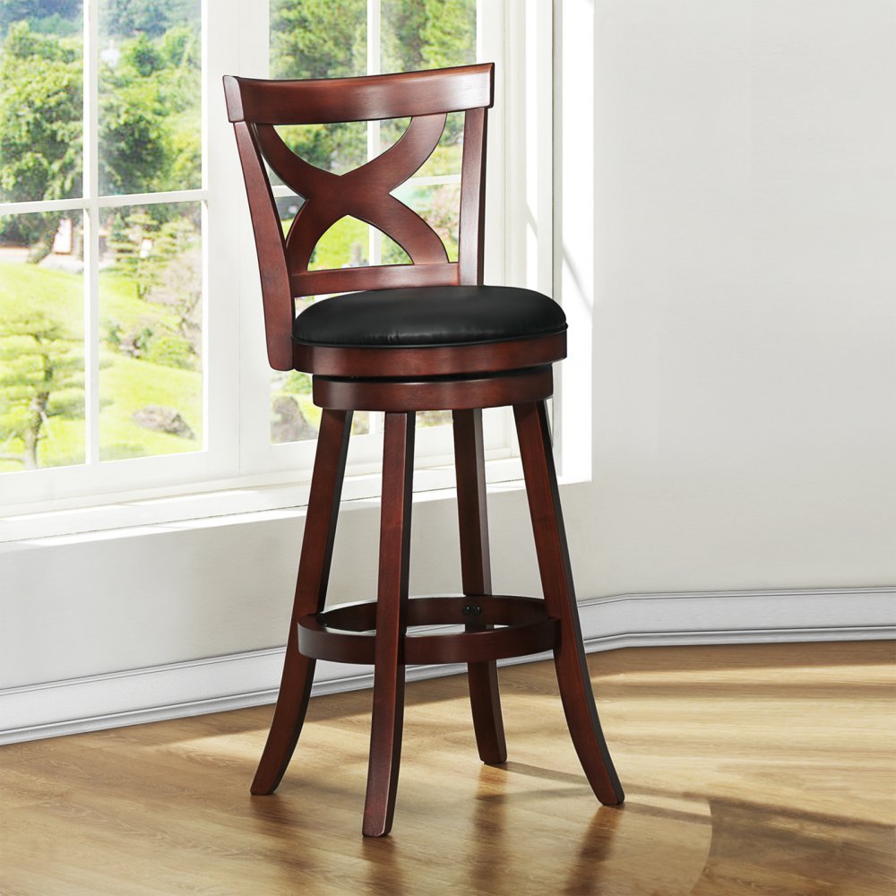 Homelegance Basalt Swivel X Back Bar Stool - Dark Cherry