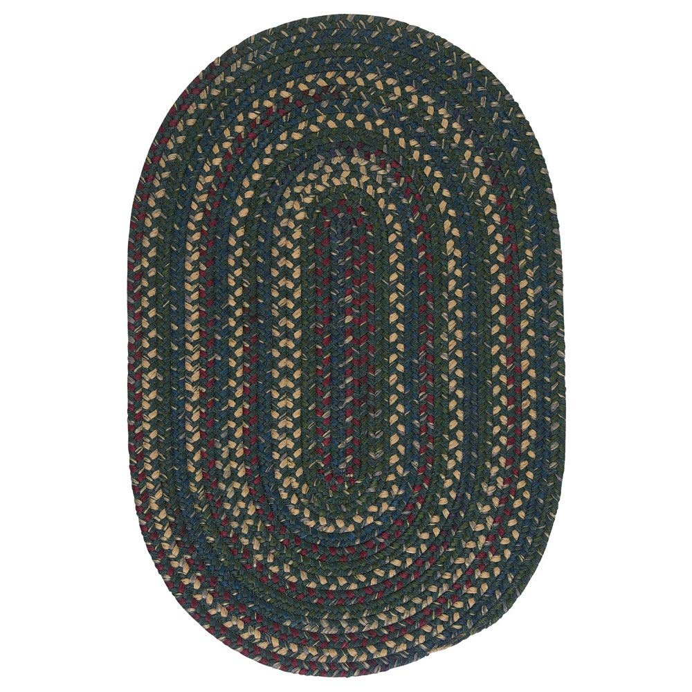 Oval Farmhouse Rug Dark Forest Green Braided Weave Oblong Area Rug Reversible 3' x 5' Oval - Deep Forest