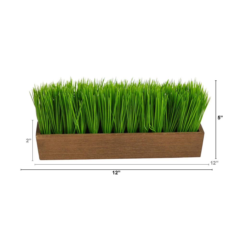 12" Grass Artificial Plant in Decorative Planter 3" Brown - Diamond Home USA