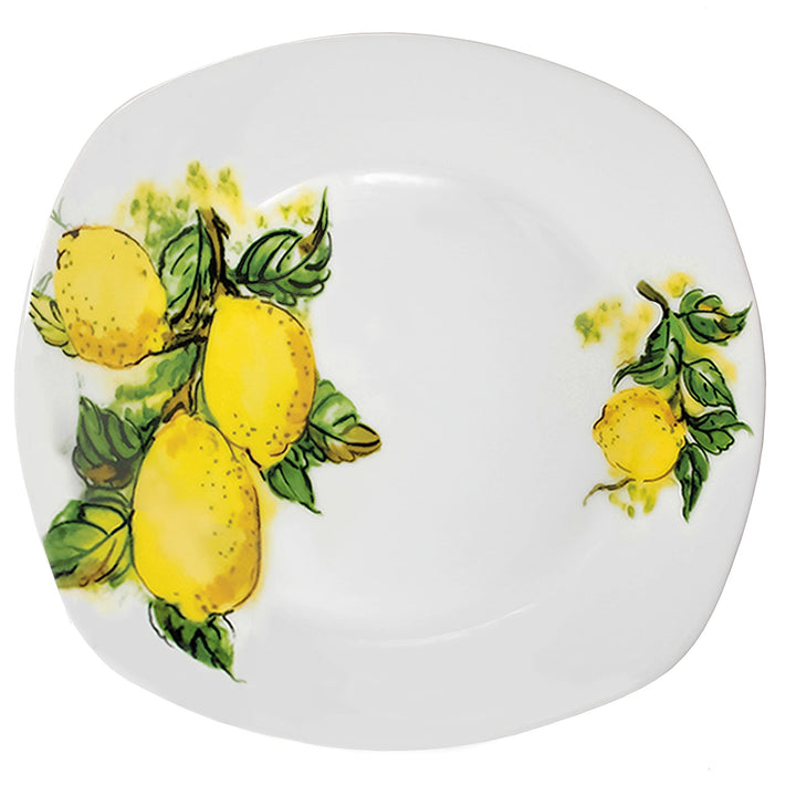 Porcelain 20 Piece Square Dinnerware Set Service For 4-lemon Design White