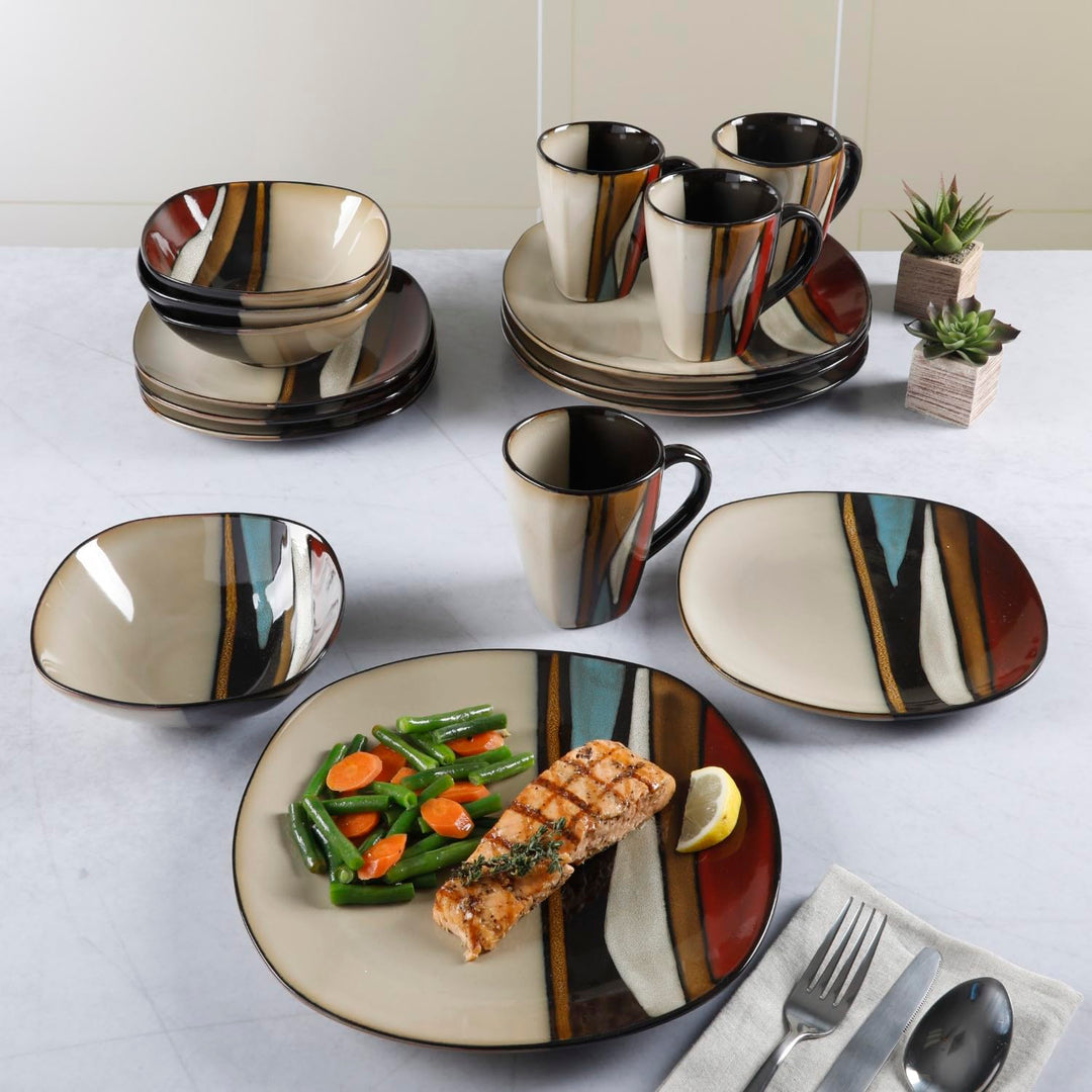 Gibson Elite Althea 16 Piece Reactive Glaze Dinnerware Multicolor - Service