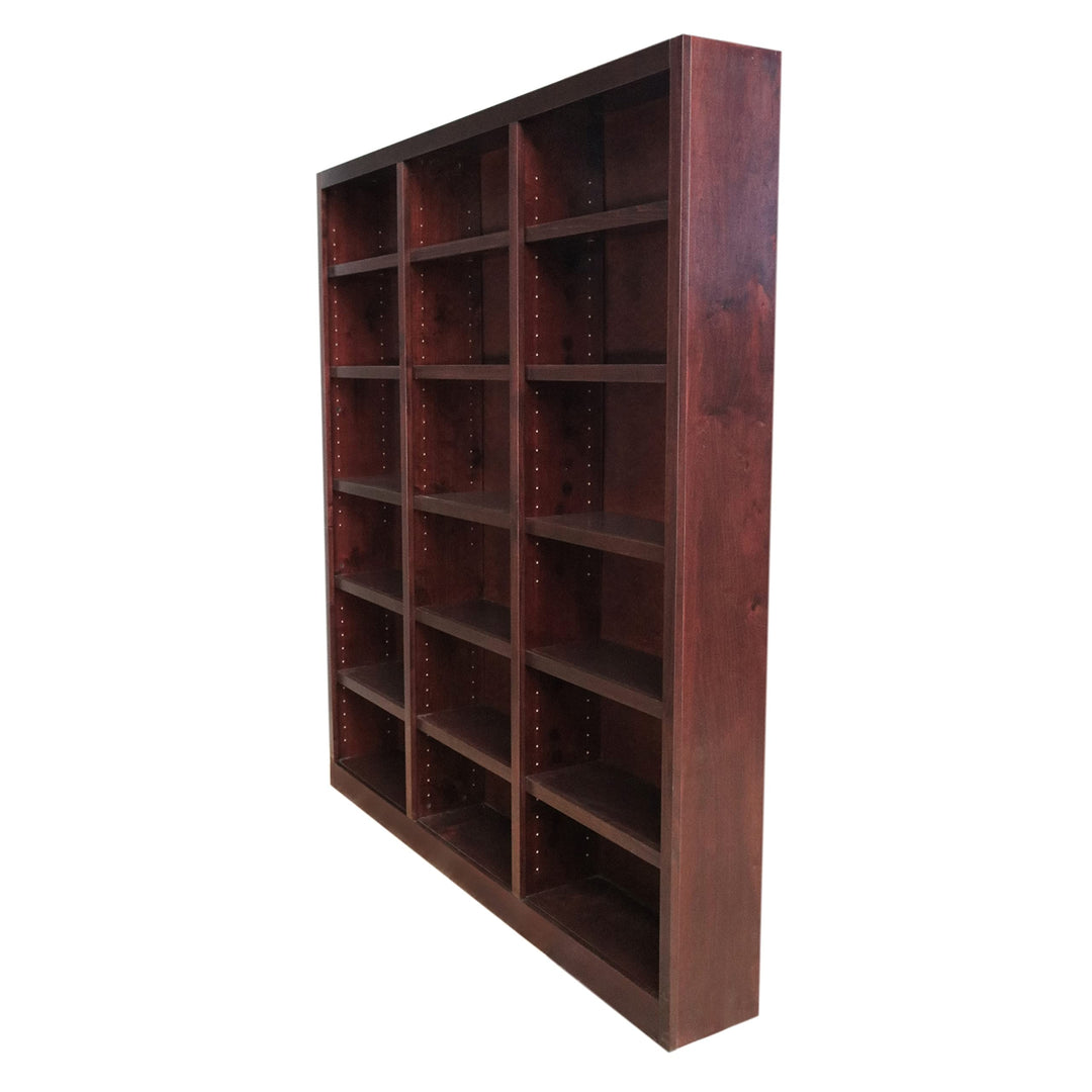 Traditional 84" Tall 18-Shelf Triple Wide Wood Bookcase in Dry Oak