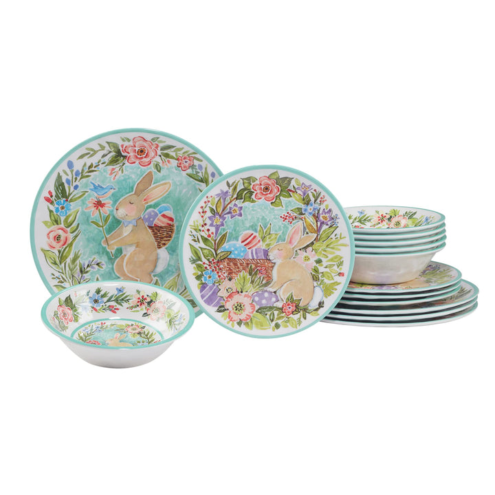 Certified International Joy Of Easter 12 Piece Melamine Dinnerware Set Service