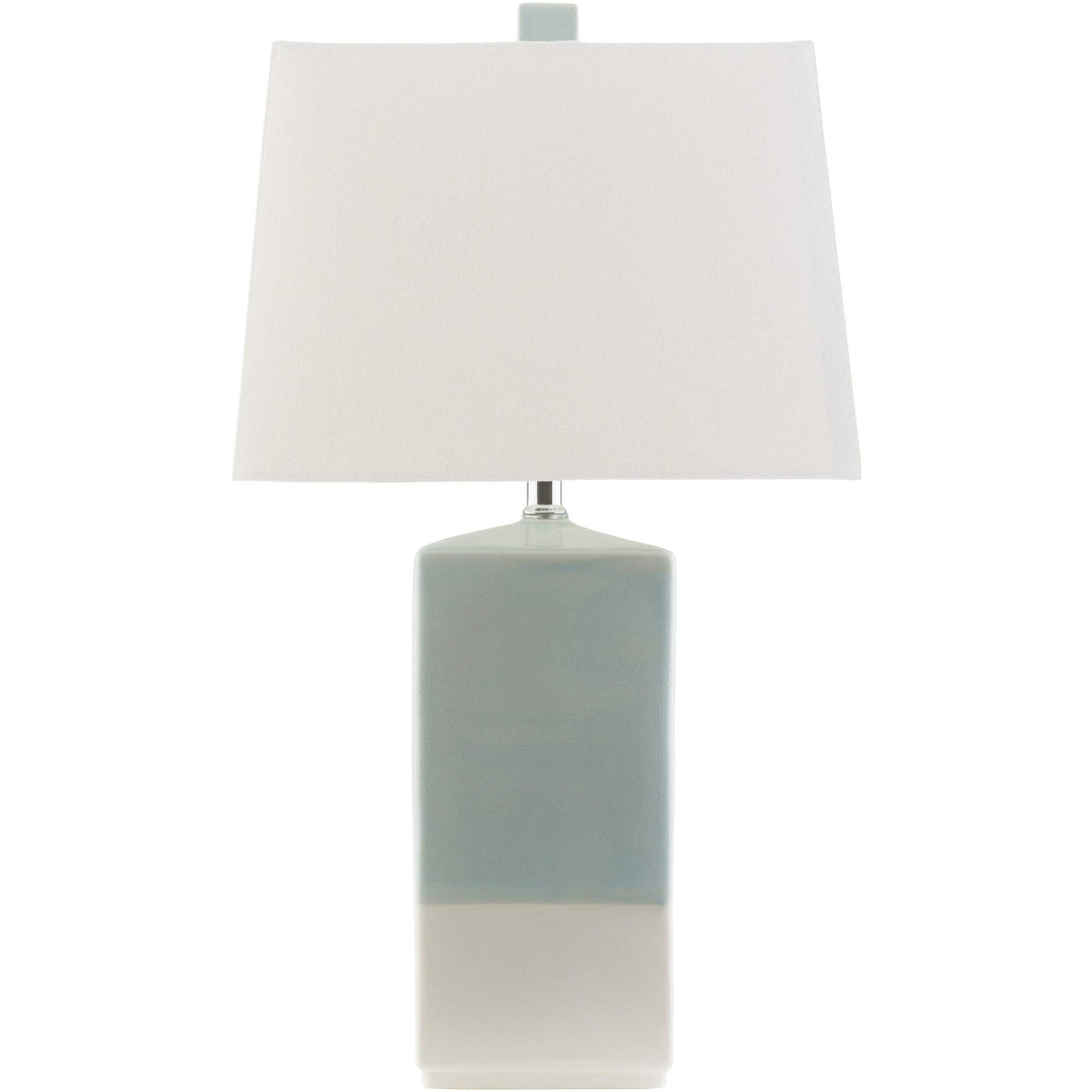 Rustic Table Lamp with Glazed Ceramic Base Blue Cream White Transitional Bulbs