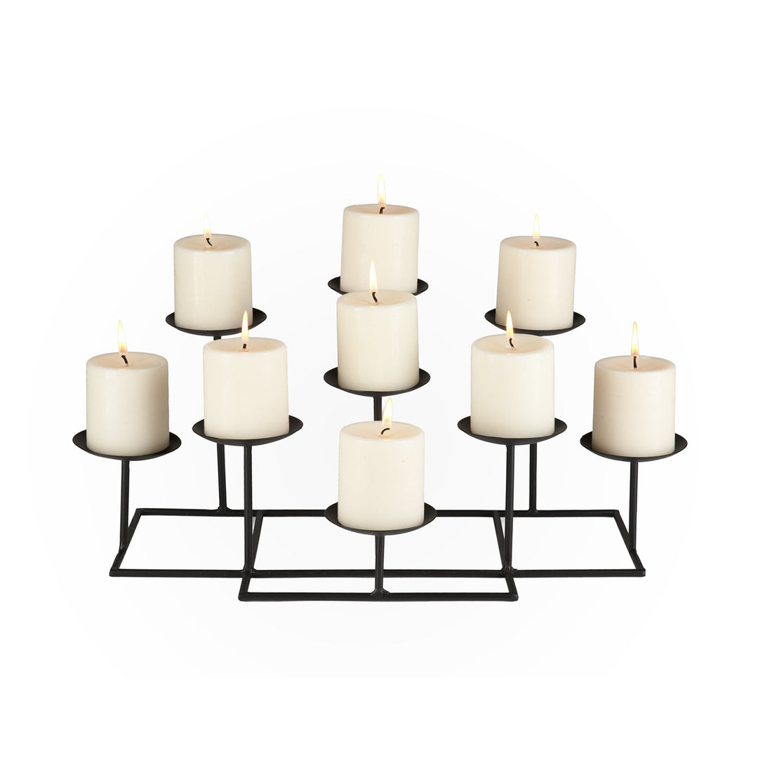 SEI Furniture 9 Candle Wrought Iron Candelabra Matte Black