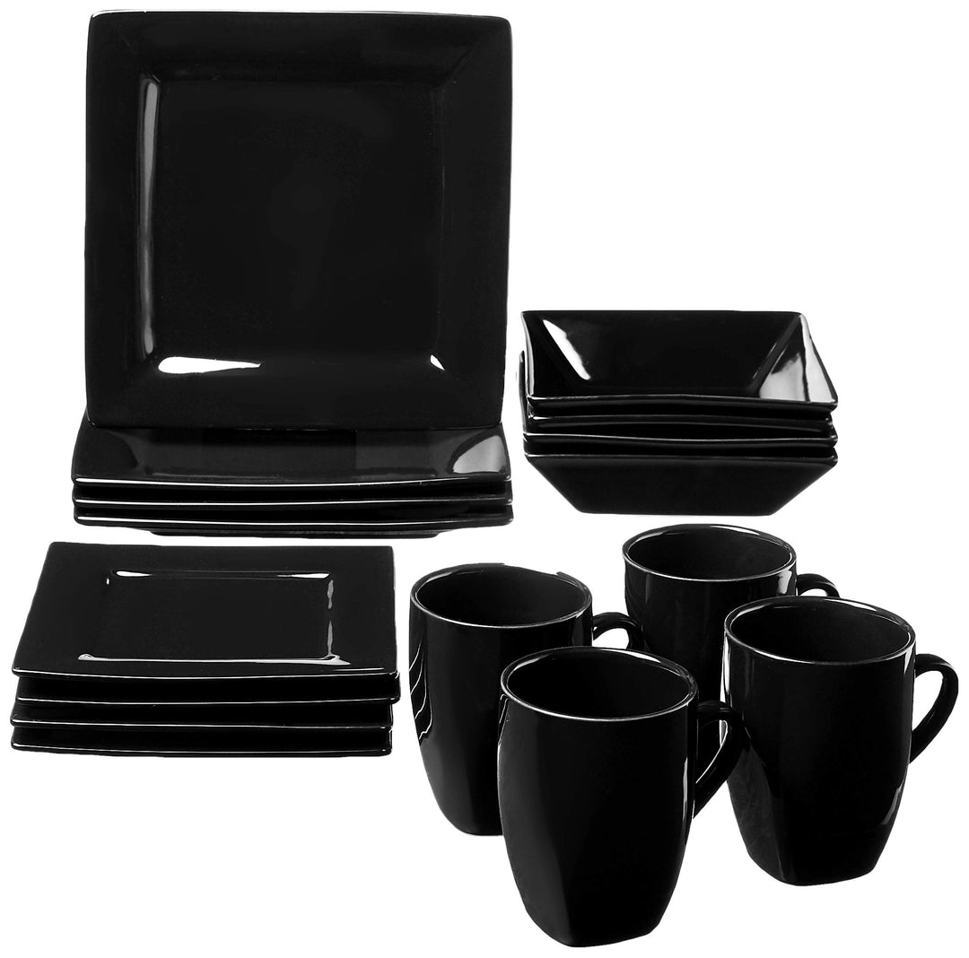 10 Strawberry Street Nova Square 16 pc Dinnerware Set Black