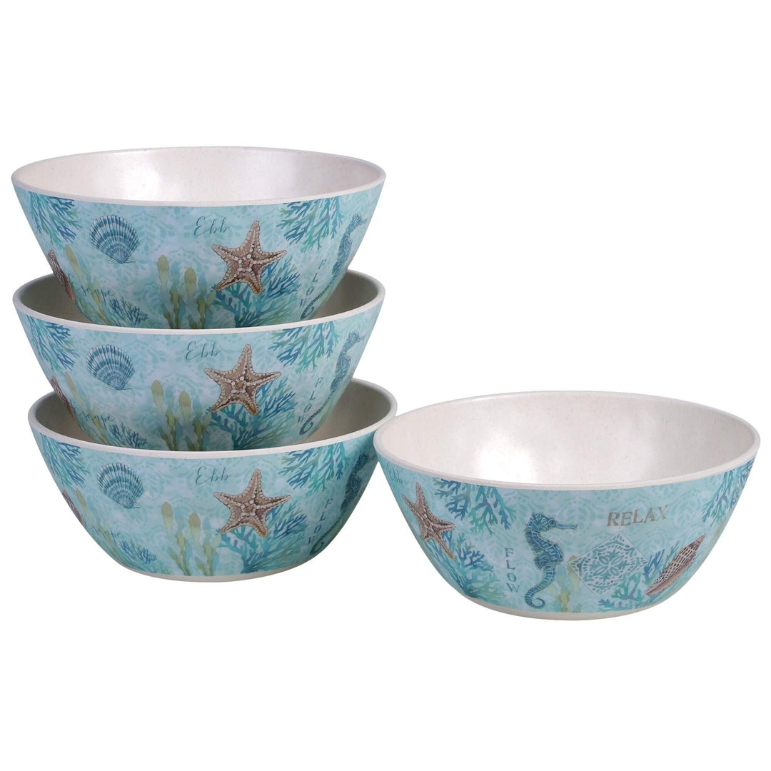 Beachcomber 12-Piece Dinnerware Set (Service for 4) Blue Multi Color White