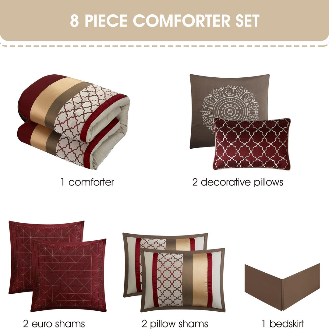 8 Piece Jacquard Weave Comforter Cal California Set