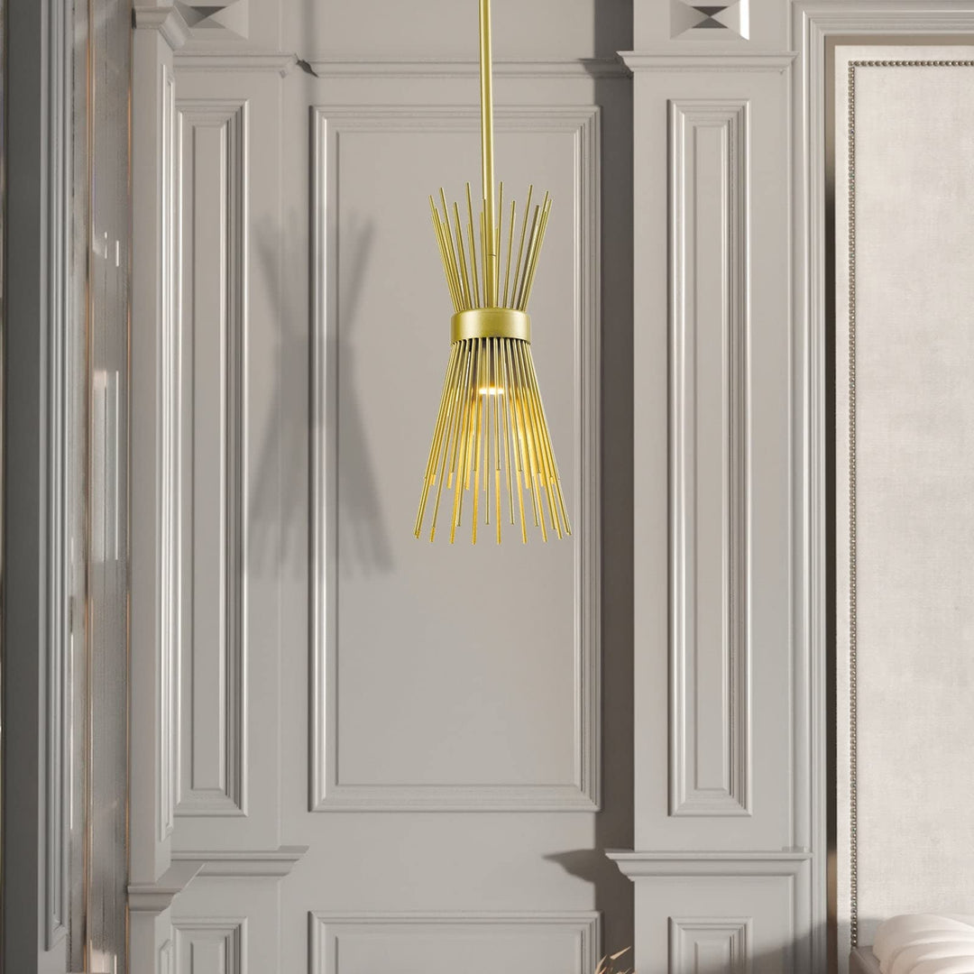 1 Light Single Bell with Wrought Iron Accents Gold Industrial Modern