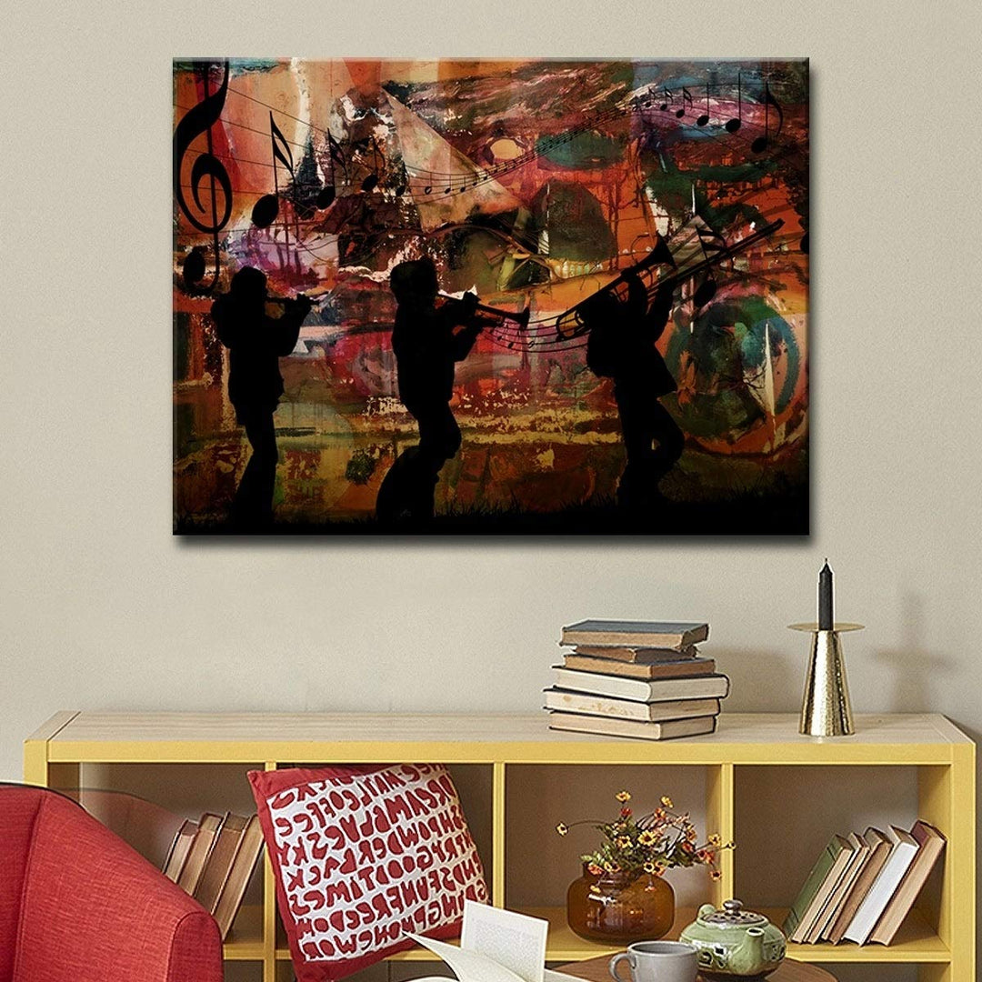 Jazz Trio' Oversized Canvas Wall Art Multi Color Modern Contemporary Rectangle