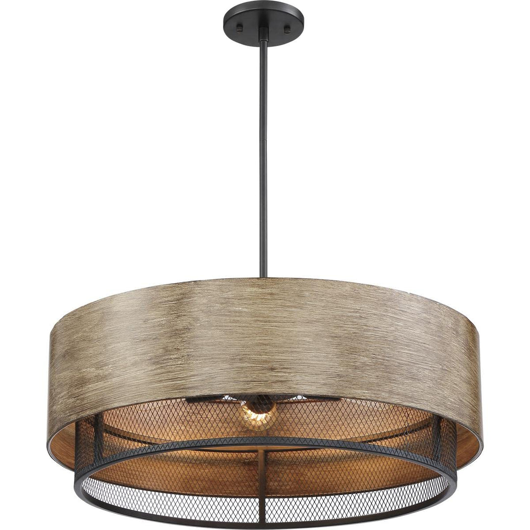 Nuvo 60/6980 Barrique Pendant Fixture Black with Honey Wood Finish 5 Light