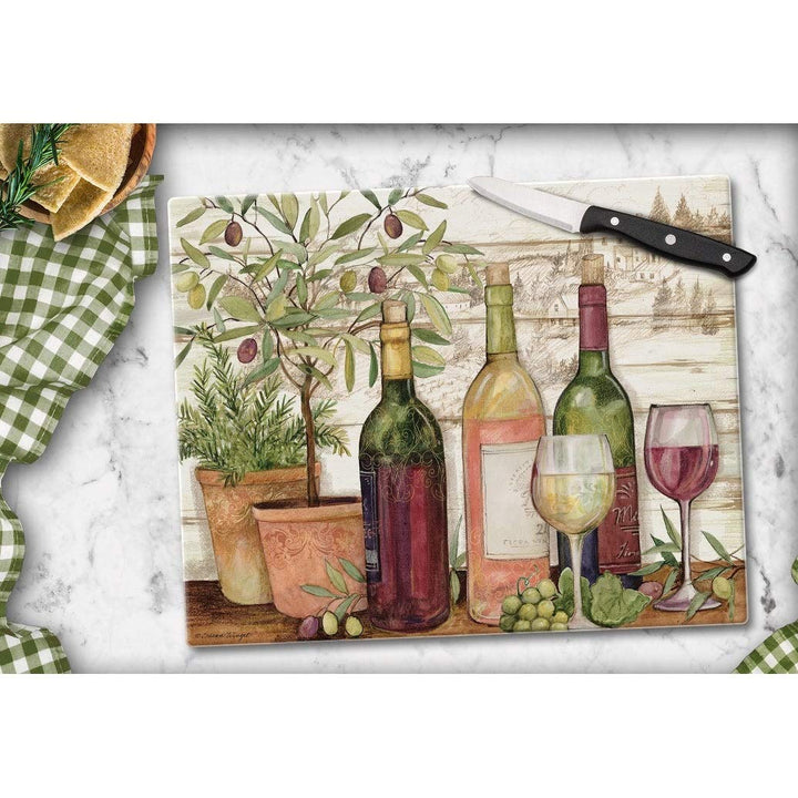 Glass Cutting Board Counter Saver 12"x15" California Wine Multi Color