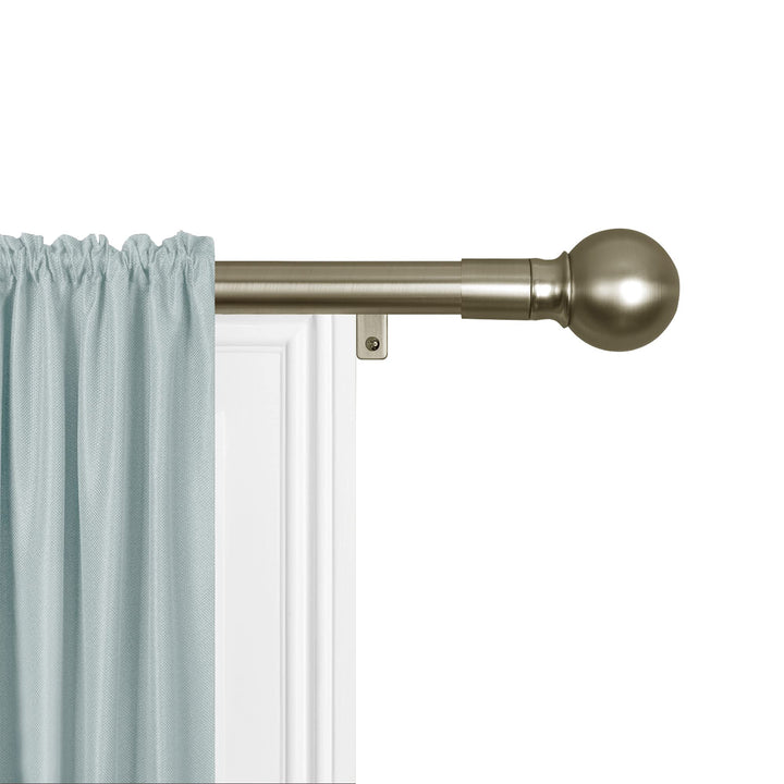 MAYTEX Smart Rods No Measuring Easy Install 1" Window Drapery Curtain Rod with 48"-120" - Brown Finish/Brass Finish - Brass