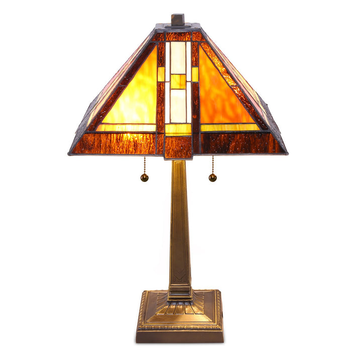 Serena D'italia Tiffany Style ission Aztec Table Lamp 3-Light with Nightlight