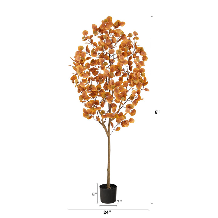 6' Autumn Eucalyptus Artificial Tree Black Handmade - Diamond Home USA