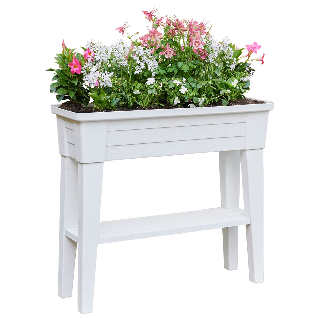 Southern Patio Raised Planter with Storage Shelf for Growing Flowers Herbs