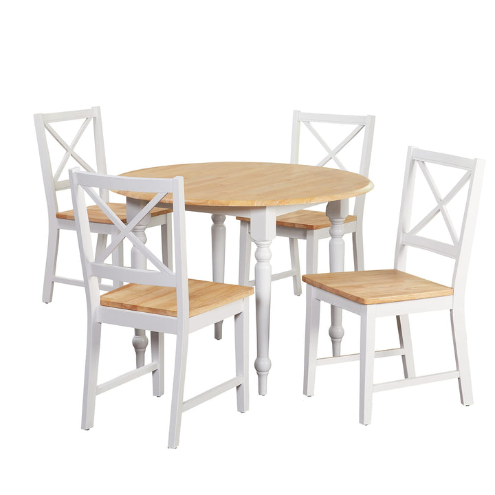 Target Marketing Systems Virginia Cross Back Dining Room Chairs Wooden Farmhouse White/Natural