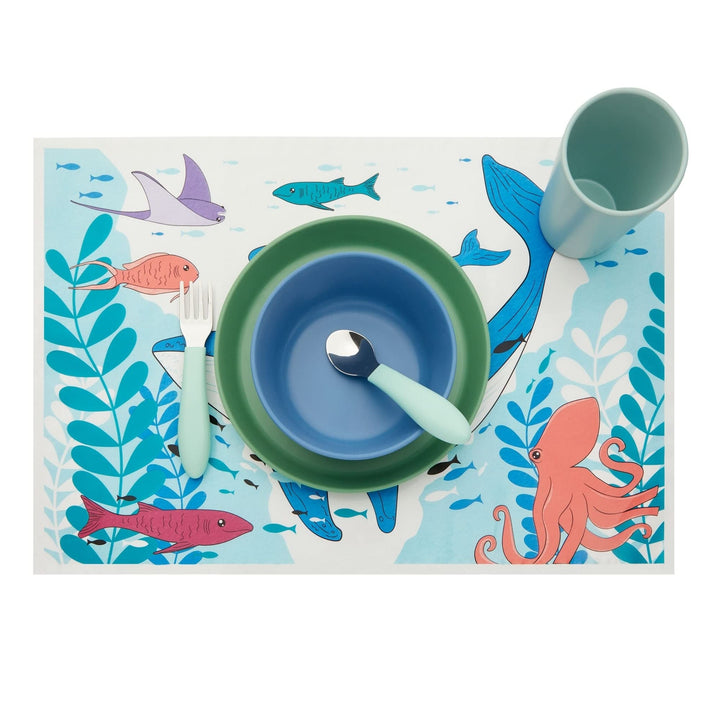 Stick-on Disposable Baby Placemats for Kids Fun Under The Sea 12 X 18 in 50 Pack