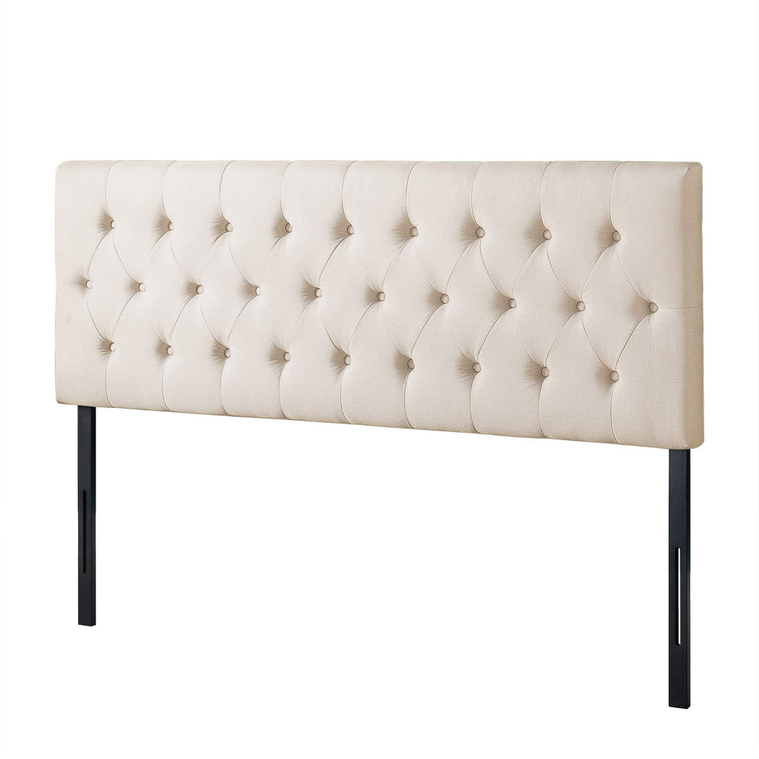 ZINUS Trina Upholstered Headboard Button Tufted Upholstery Adjustable Height Taupe - Queen