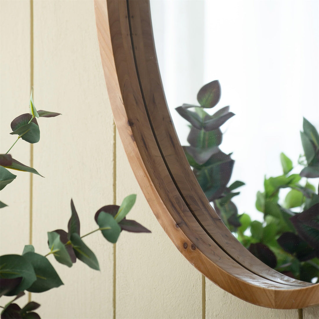 Wall Mirror with Wood Frame Brown