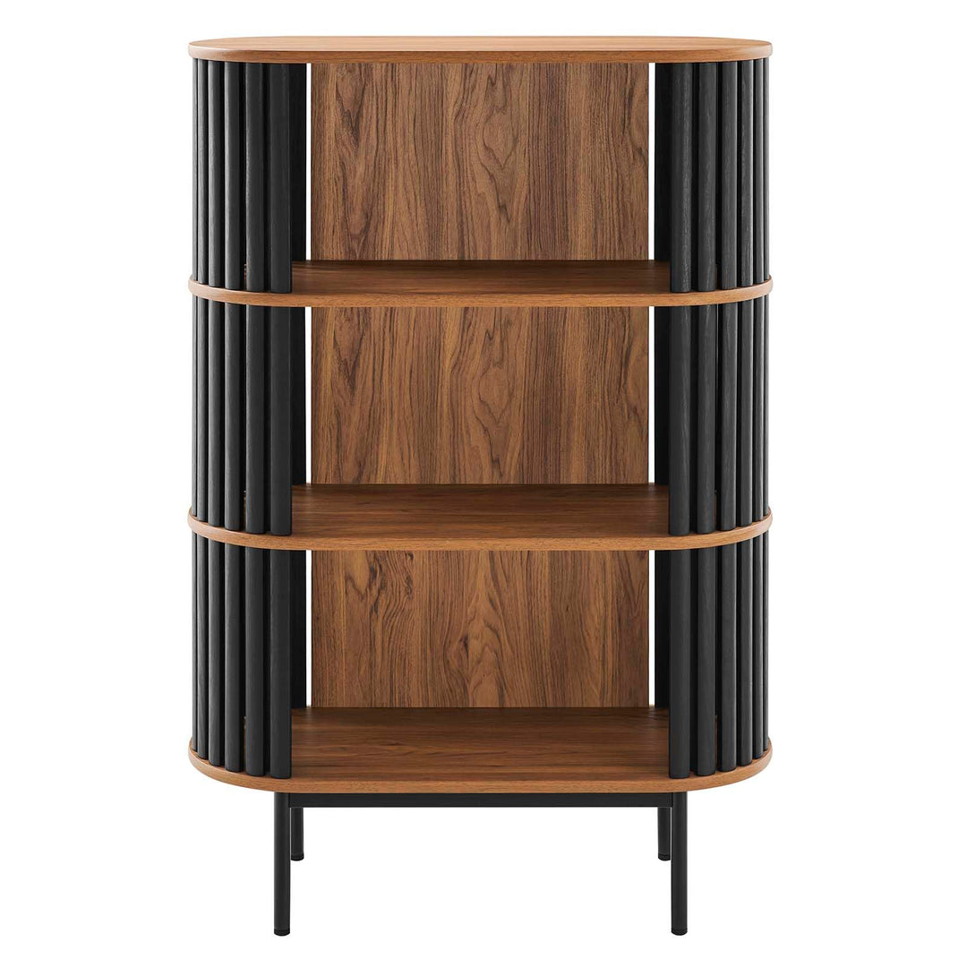 Modway EEI-6524-WAL-BLK Fortitude Three Tier Display Cabinet Walnut Black