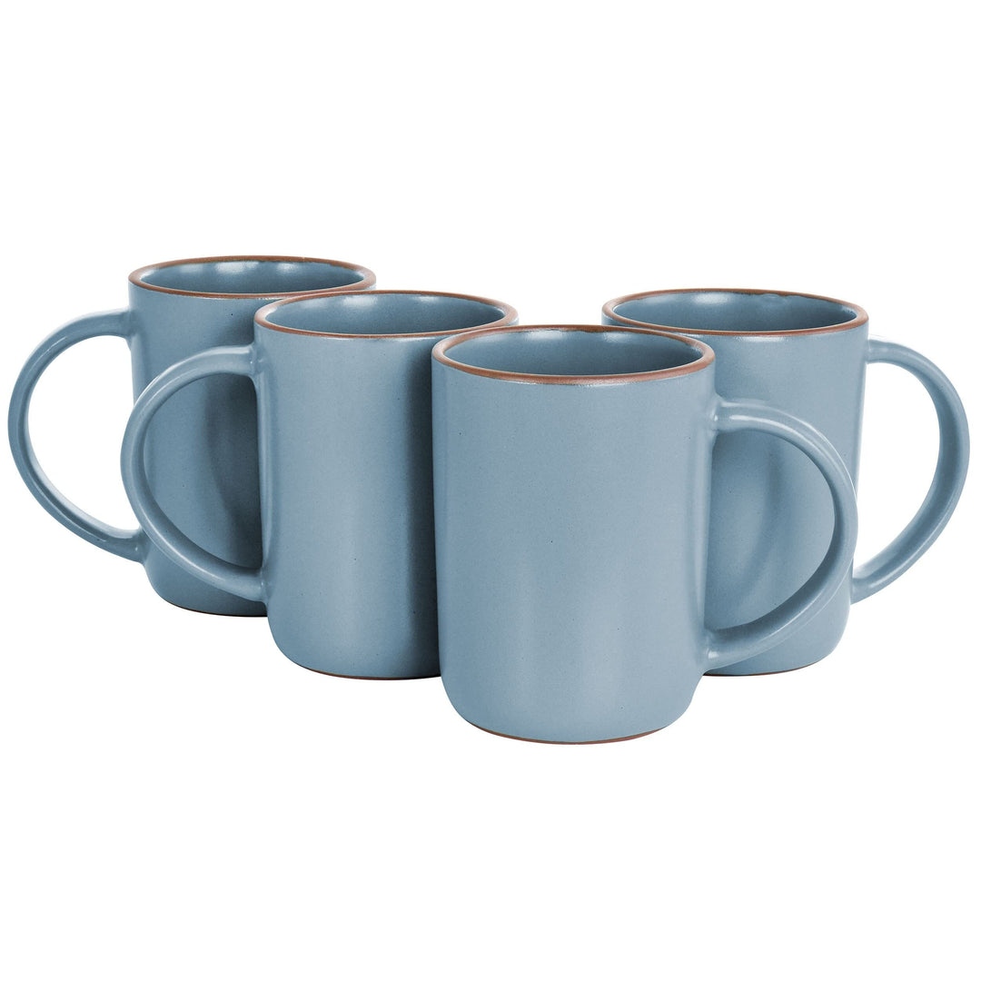 4 Piece 17 Ounce Terracotta Mug Set In Light Blue Solid Casual Square