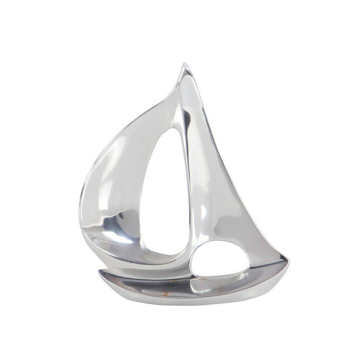 3-Piece Silvertone Sailboat Sculpture Set Silver Metal - Diamond Home USA