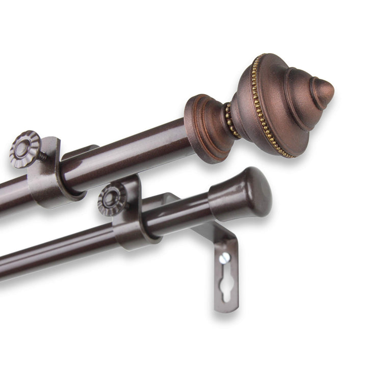 InStyleDesign Manor Adjustable Double Curtain Rod Cocoa 48 to 84 inch Brown 48 to 84 inch - Cocoa