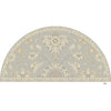 Paisley Border Hearth Rug Semi Circle Light Grey Fireplace Rug Floral Pattern 2' x 4' Hearth - Light Grey