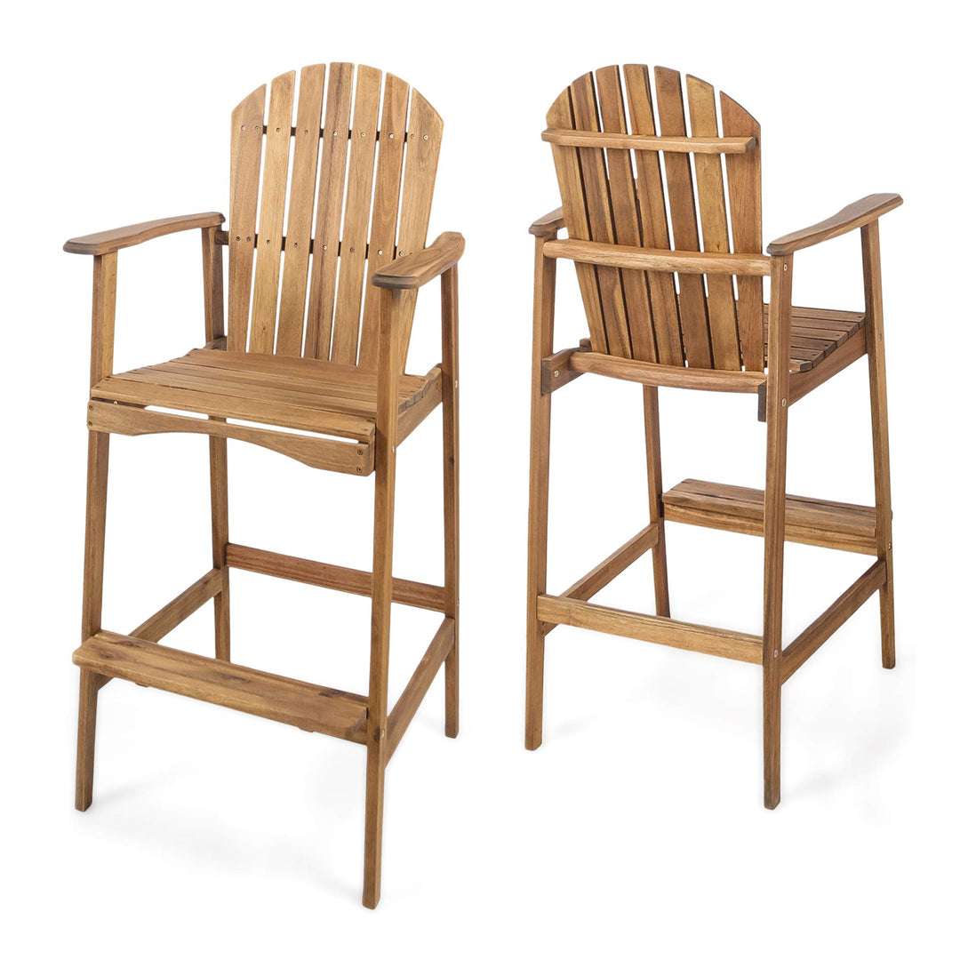 Christopher Knight Home Malibu Outdoor Acacia Wood Adirondack Barstools 2-Pcs Brown