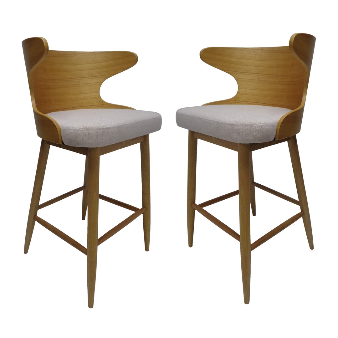 GDFStudio Christopher Knight Home Truda Mid Century Modern Fabric Barstools Light Beige