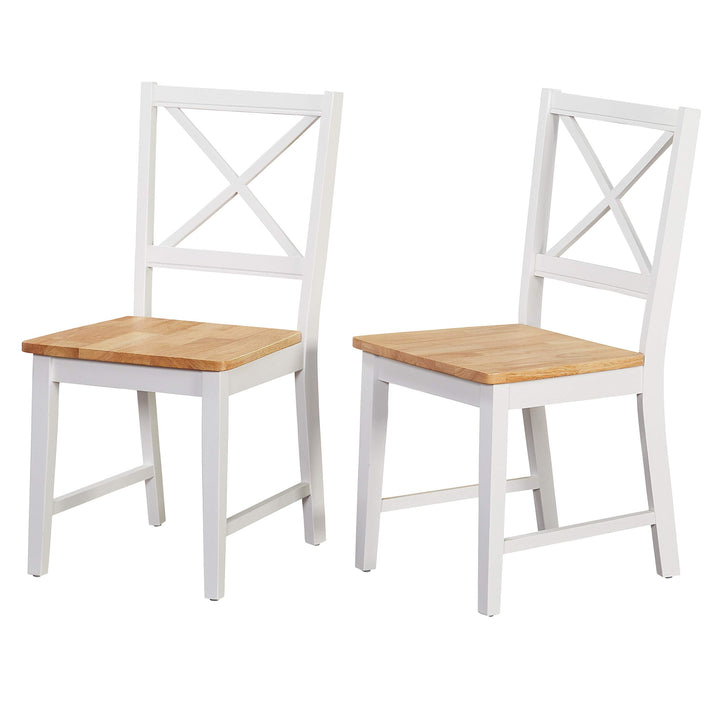 Target Marketing Systems Virginia Cross Back Dining Room Chairs Wooden Farmhouse White/Natural