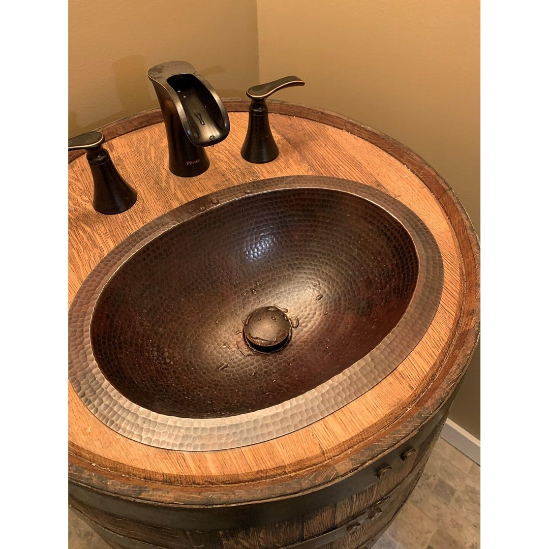 16" Oval Copper Bathroom Sink X 12" 4.5" Brown Hammered Oil Rubbed Weathered