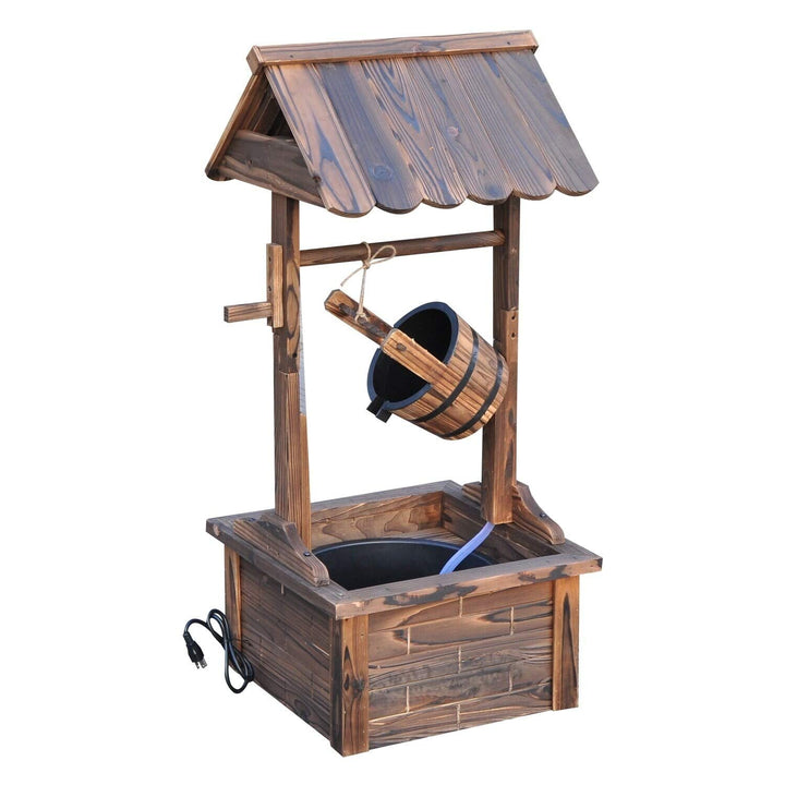 Accent Rustic Wishing Well Fountain Brown Steel Wood - Diamond Home USA