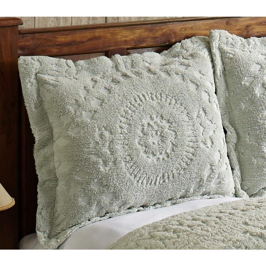 1 Piece Oversized Chenille Bedspread Coastal Solid Color Medallion