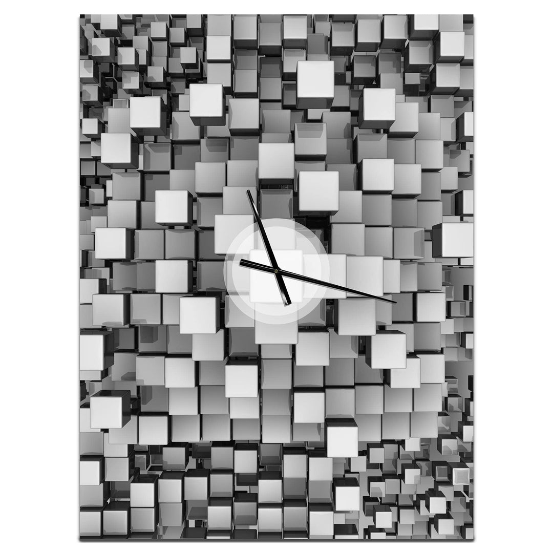 Design Art Designart 'Black and Grey Cubes' Oversized Modern all Clock 30 in.