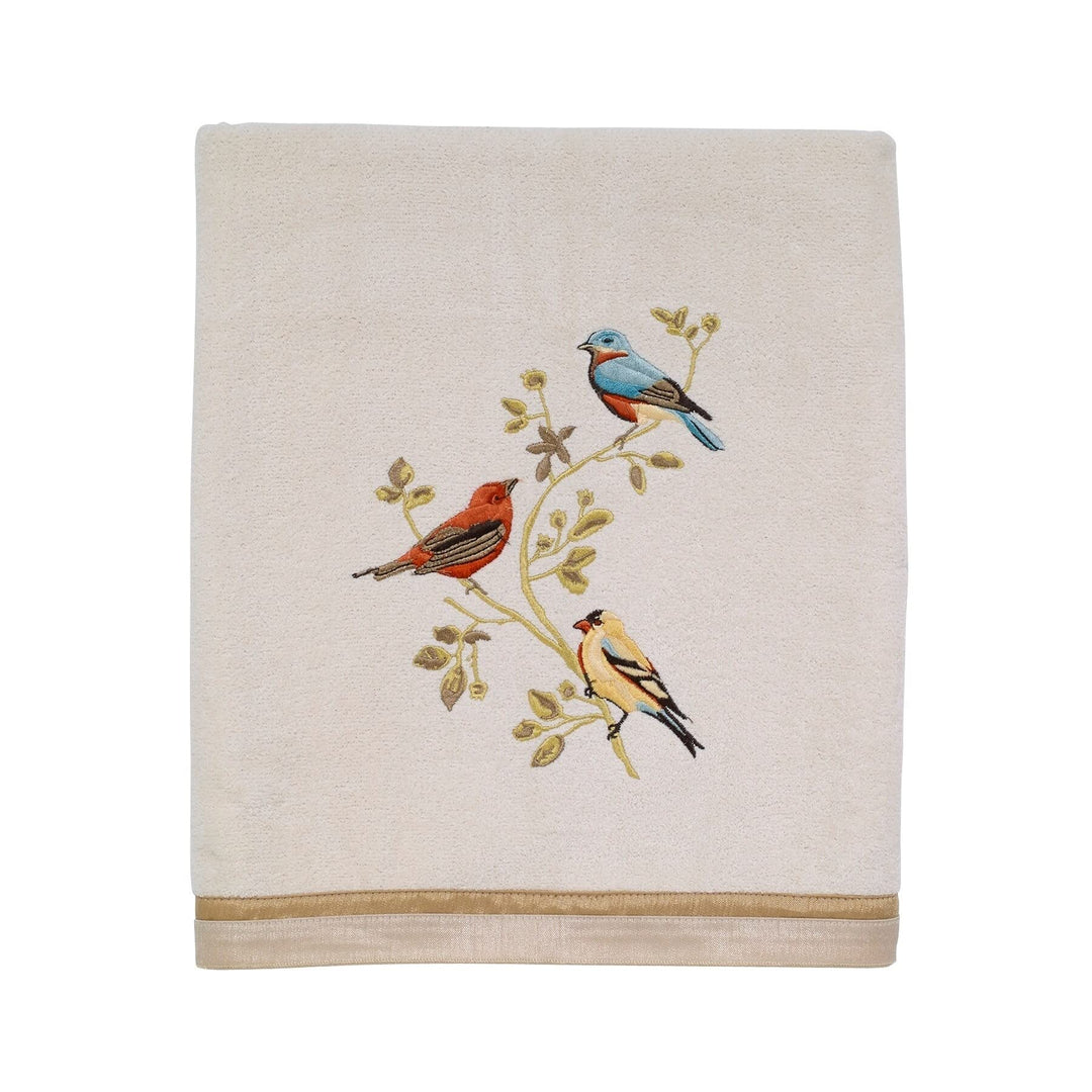 Gilded Birds Bath Towel Embroidered Cotton