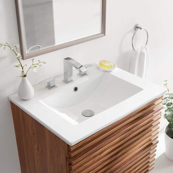 24" Bathroom Sink White Ceramic Polished