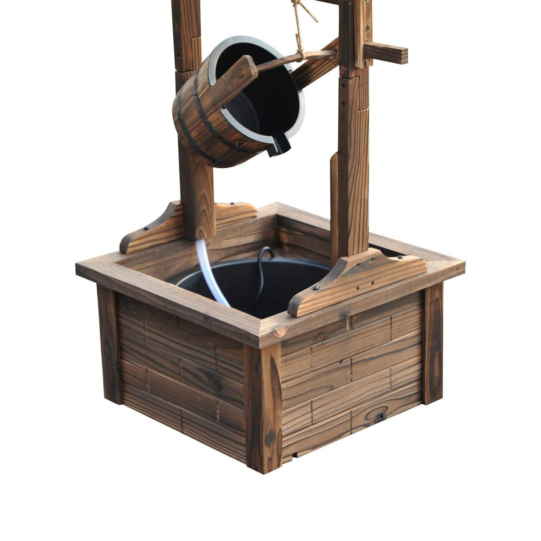 Accent Rustic Wishing Well Fountain Brown Steel Wood - Diamond Home USA