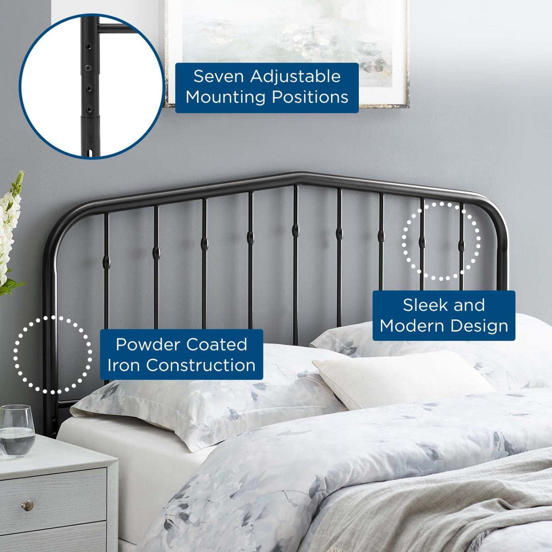 Modway Lennon Modern Farmhouse Metal Queen Headboard in Black