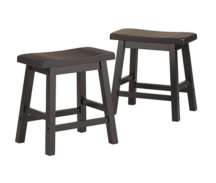 ModHaus Living Set of 2 Charcoal Black Country Style Saddle Back Solid Wood