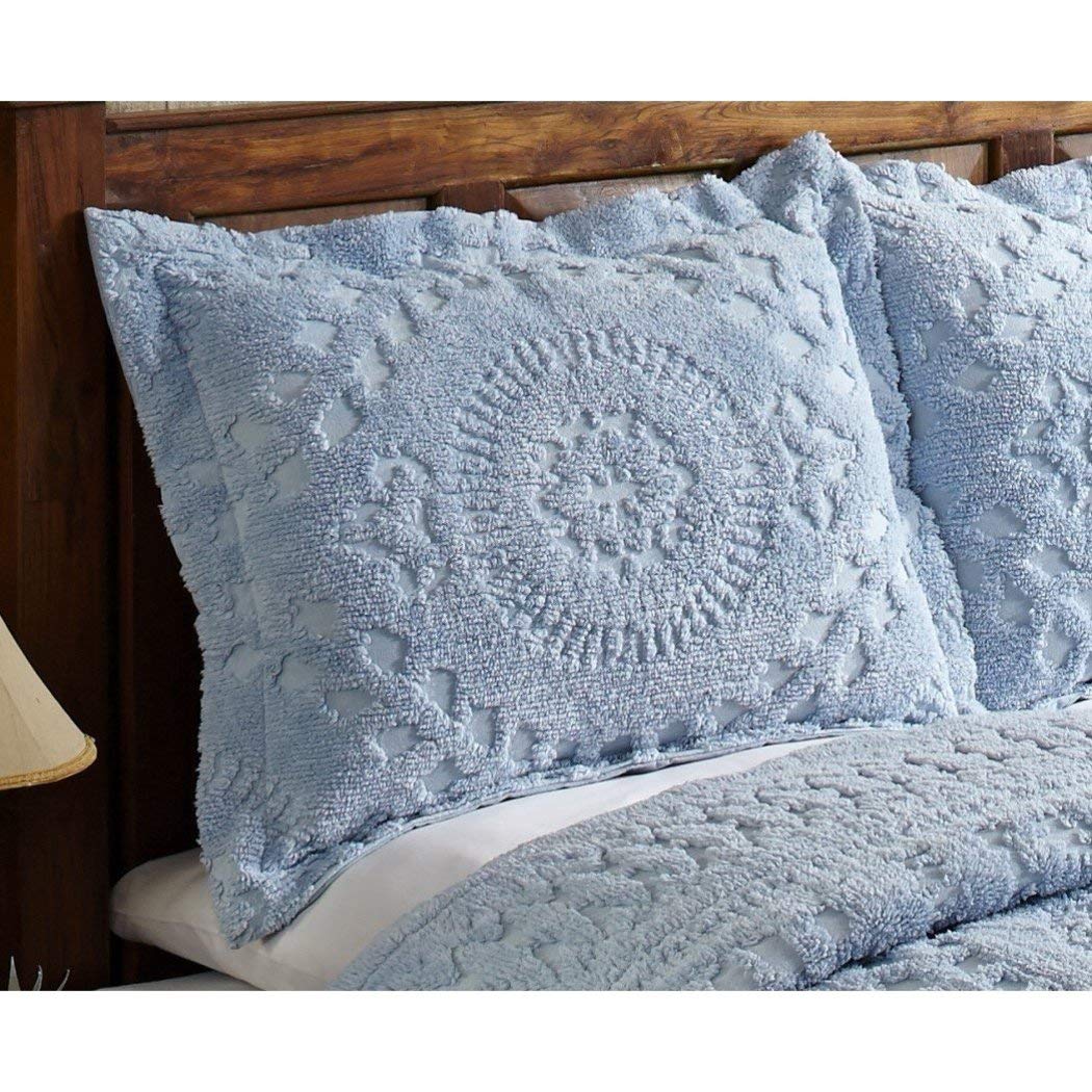 1 Piece Oversized Chenille Bedspread Coastal Solid Color Medallion