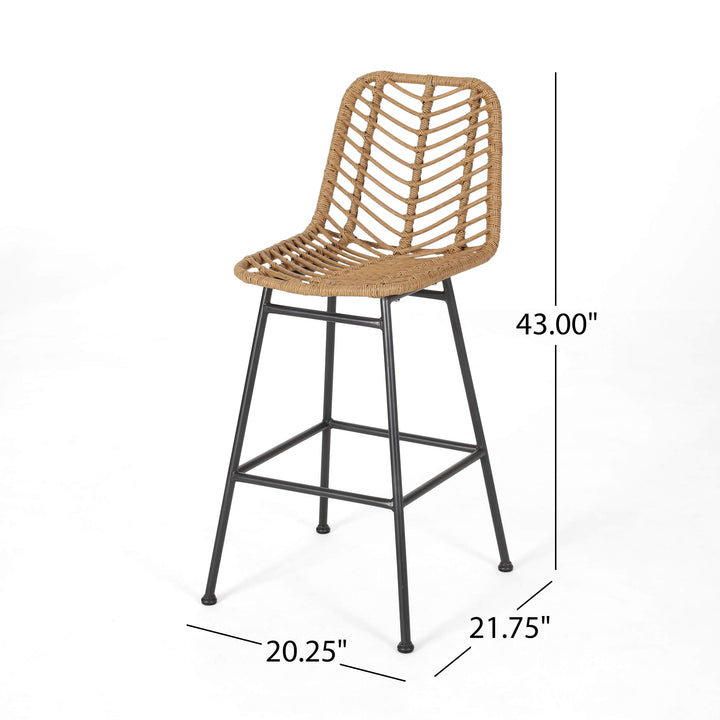 Sawtelle Outdoor Wicker Barstools (Set of 2) by Christopher Knight Home