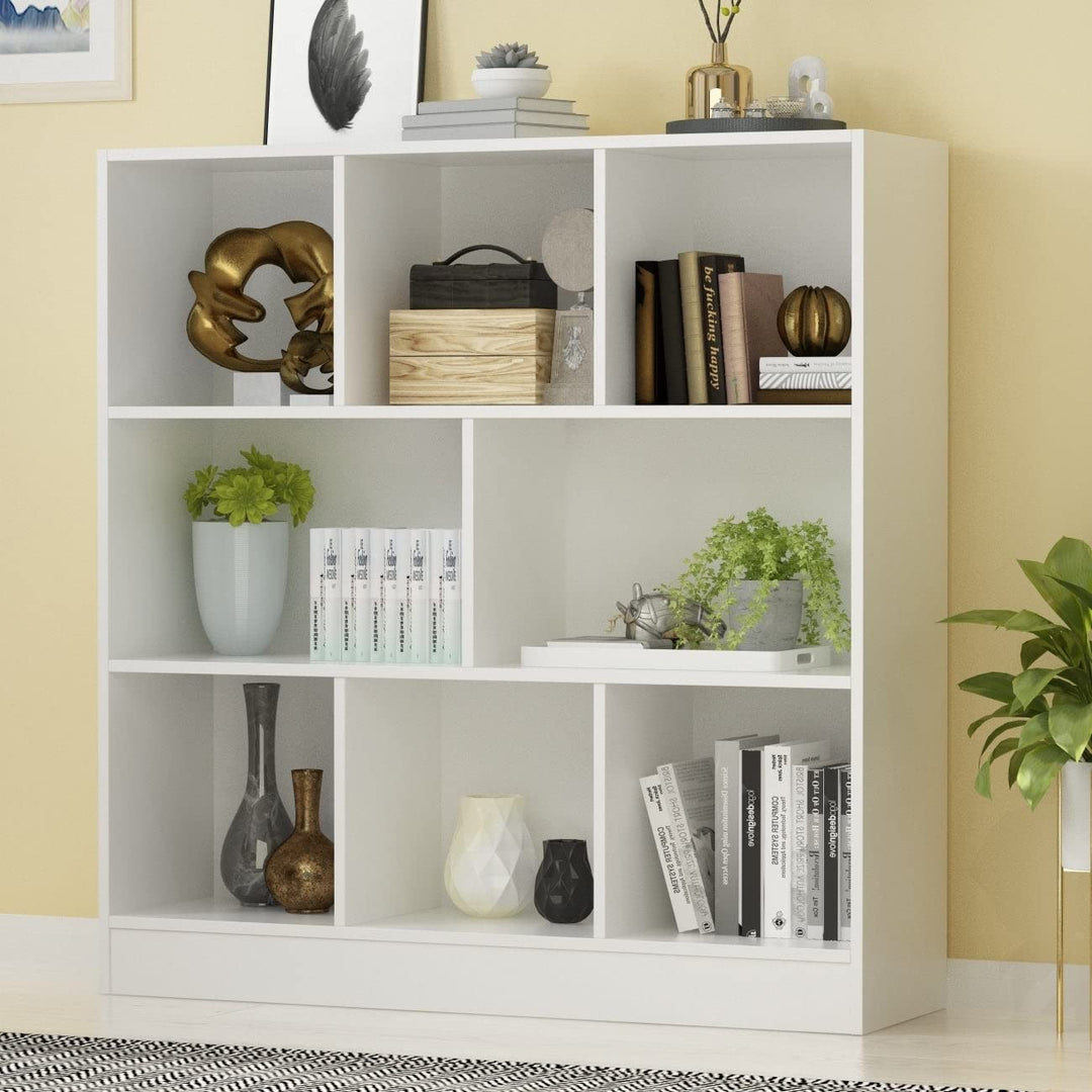 40.9'' H X 39.4'' W Geometric Bookcase Living Room Storage Bookshelf White - Diamond Home USA