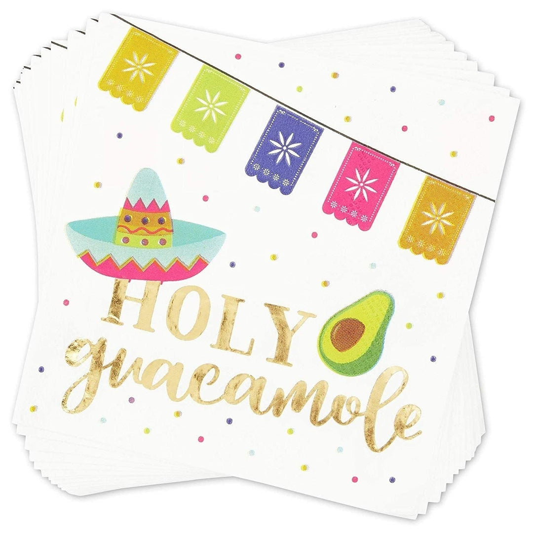 Mexican Cocktail Napkins With Gold Foil For Parties 5 X Inches Orange Red Yellow